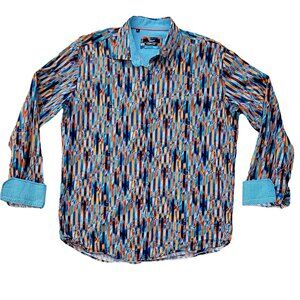 Mizumi Couture Vibrant Colorful Button Down Shirt with Contrasting Cuffs